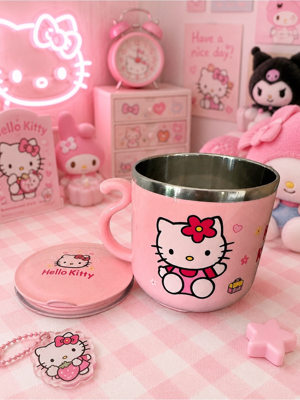 Sanrio Hello Kitty Pink Stainless Steel Mug with Lid